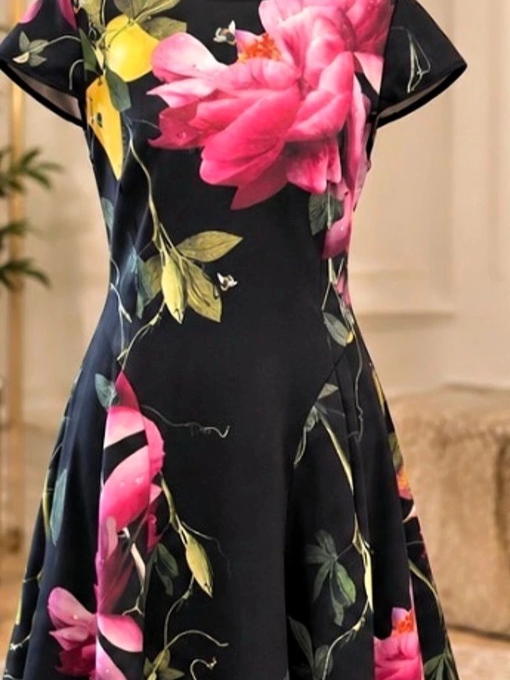 Ted Baker Allisia Citrus Bloom Floral Skater Dress Size 3 US 8-10
